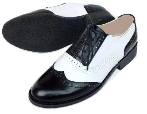 CASPER Men's Genuine Leather Black & White Designer Dress Shoes