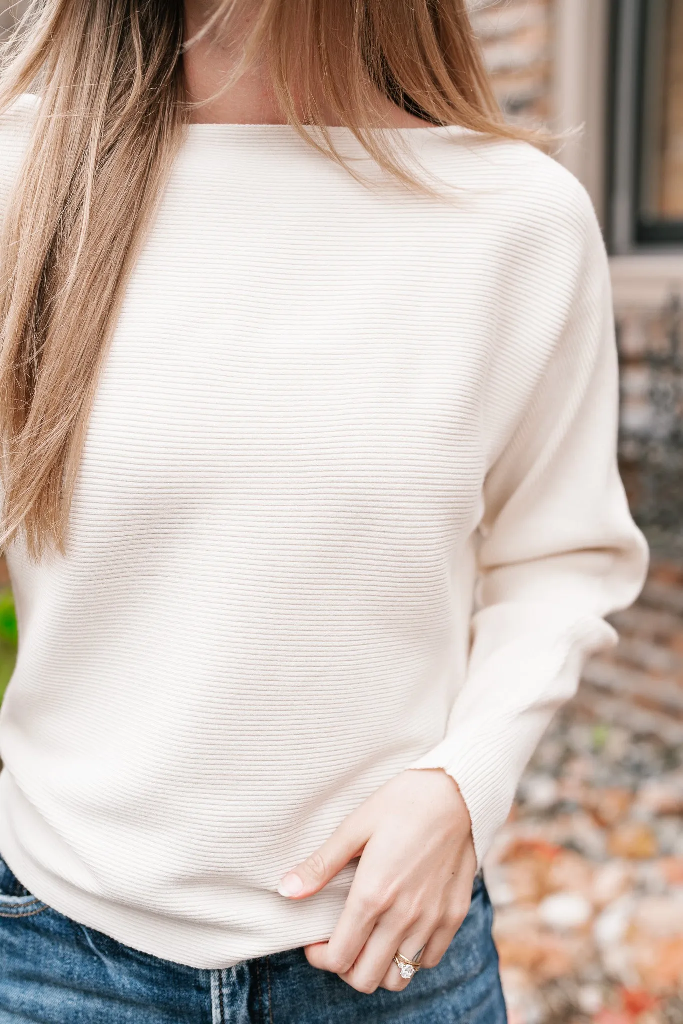 Day to Day Boat Neck Ribbed Sweater