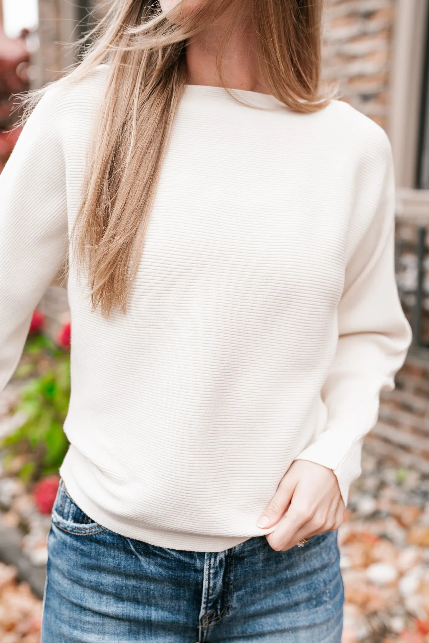 Day to Day Boat Neck Ribbed Sweater