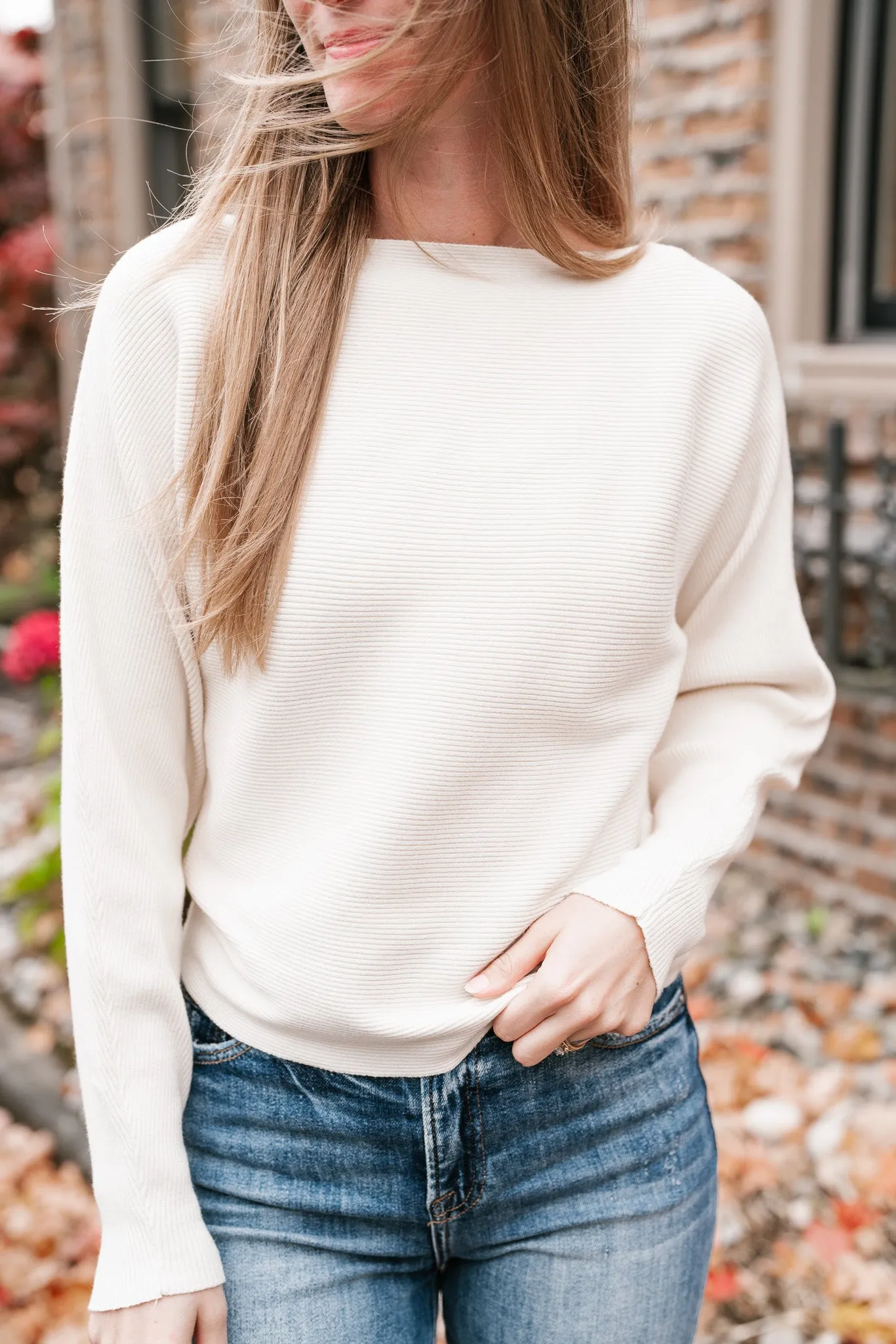 Day to Day Boat Neck Ribbed Sweater