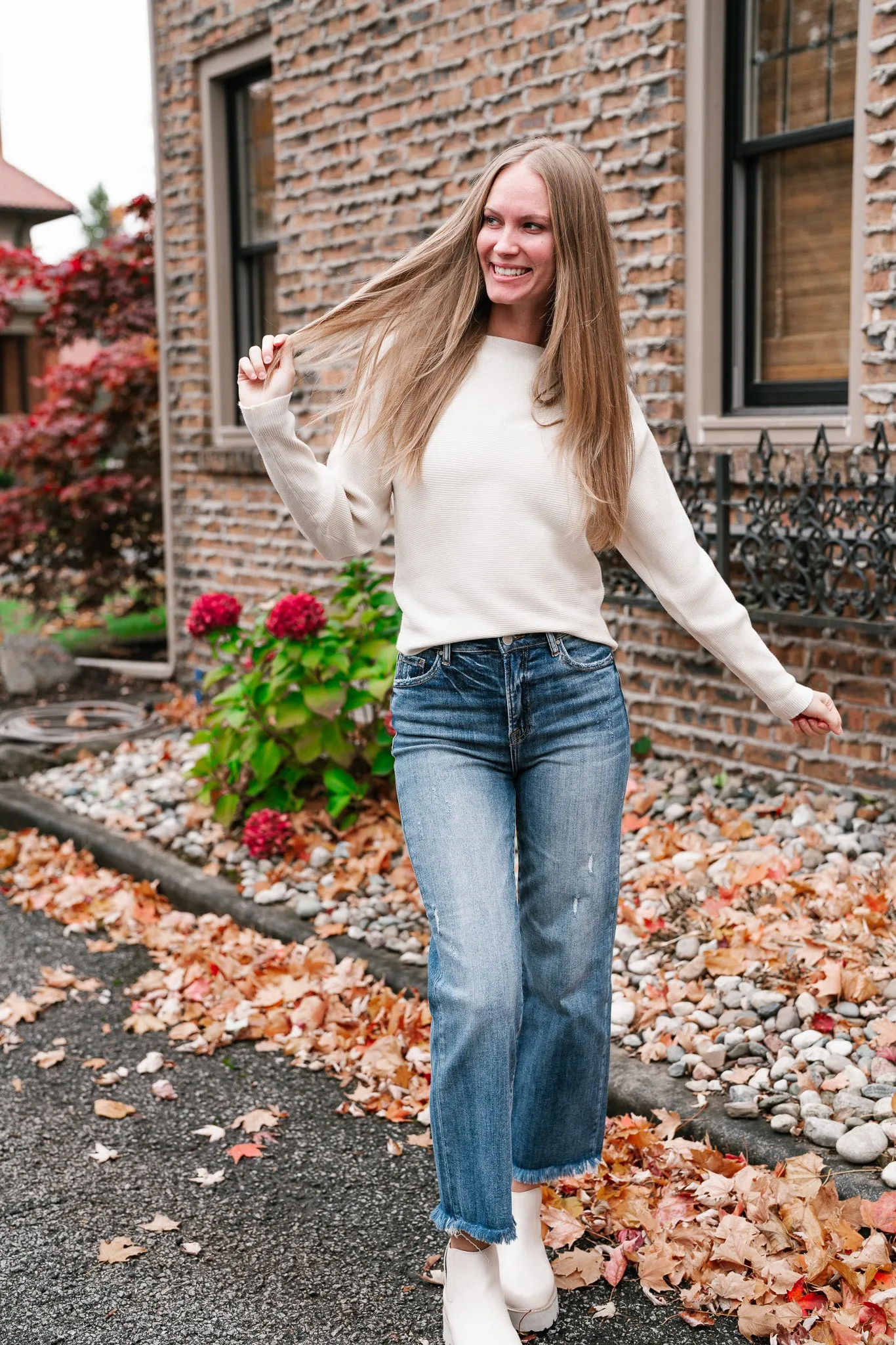 Day to Day Boat Neck Ribbed Sweater