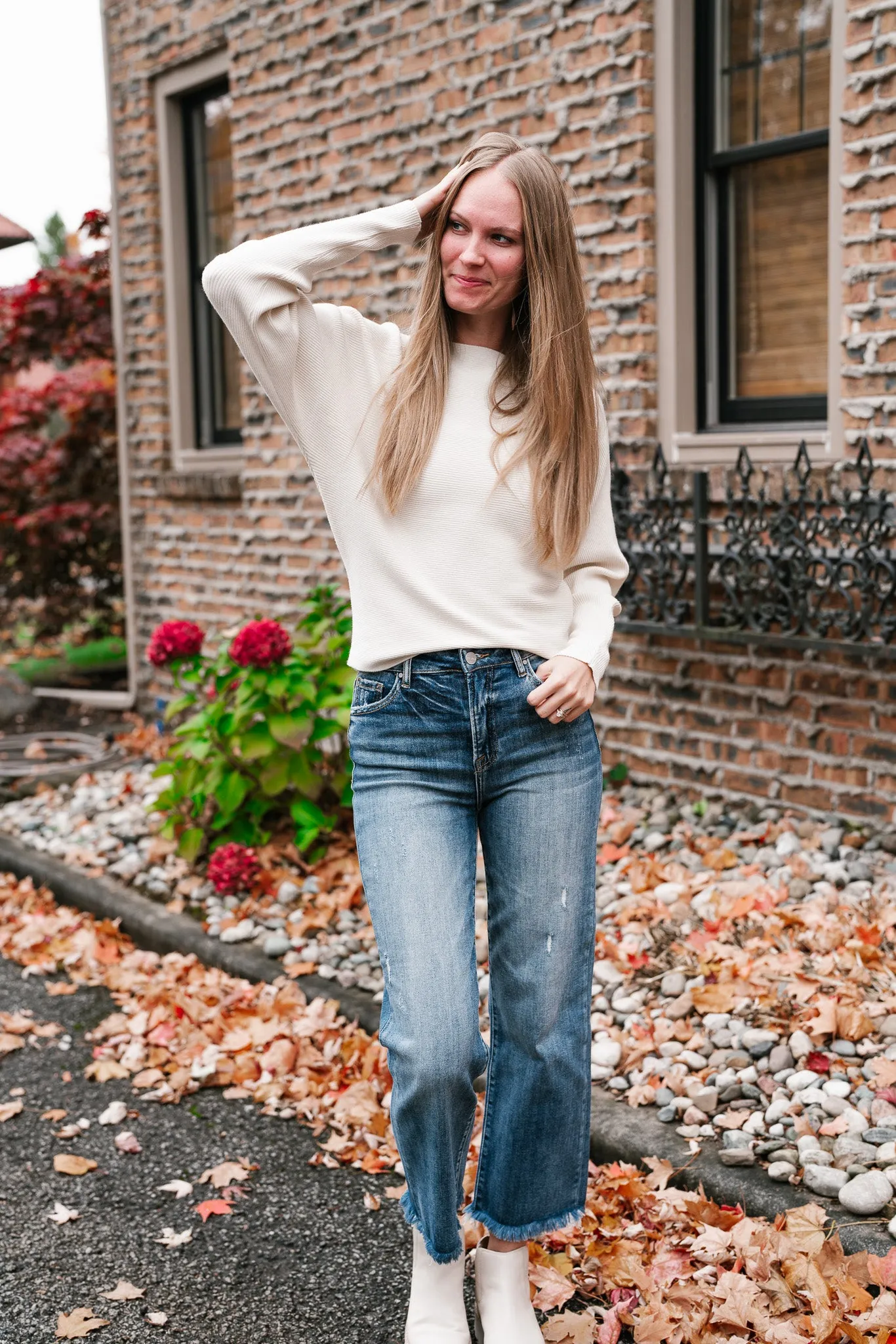 Day to Day Boat Neck Ribbed Sweater