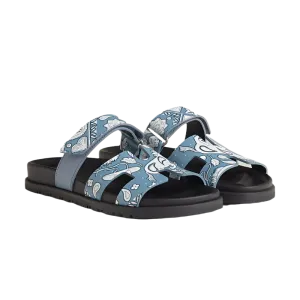 Hermes Chypre Sandals "Bleu Ciel Blanc"