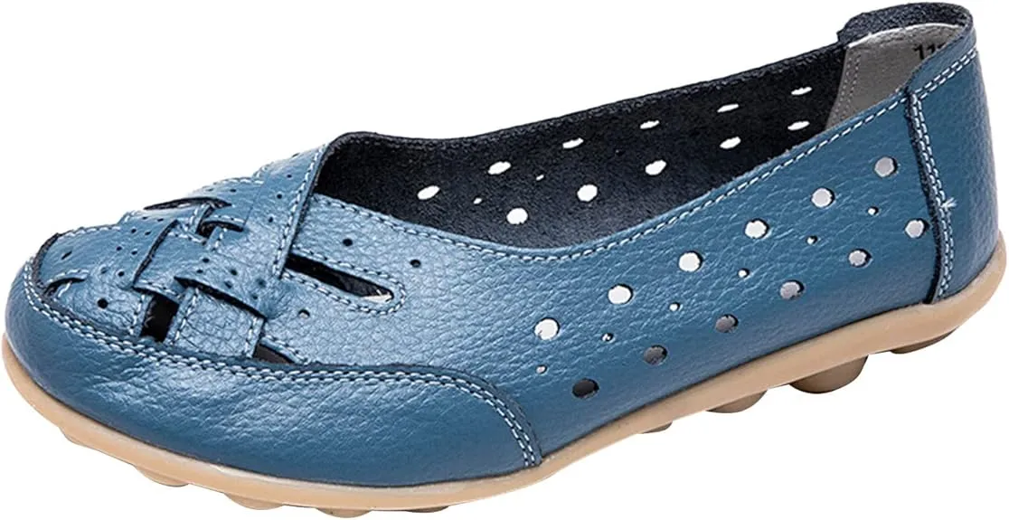 NEW Orthopedic Loafers in Breathable soft faux Leather, Comfy Closed Toe Casual Cushioned Flats Navy Blue, Sz 8.5! NOTE: OURS ARE DARK NAVY