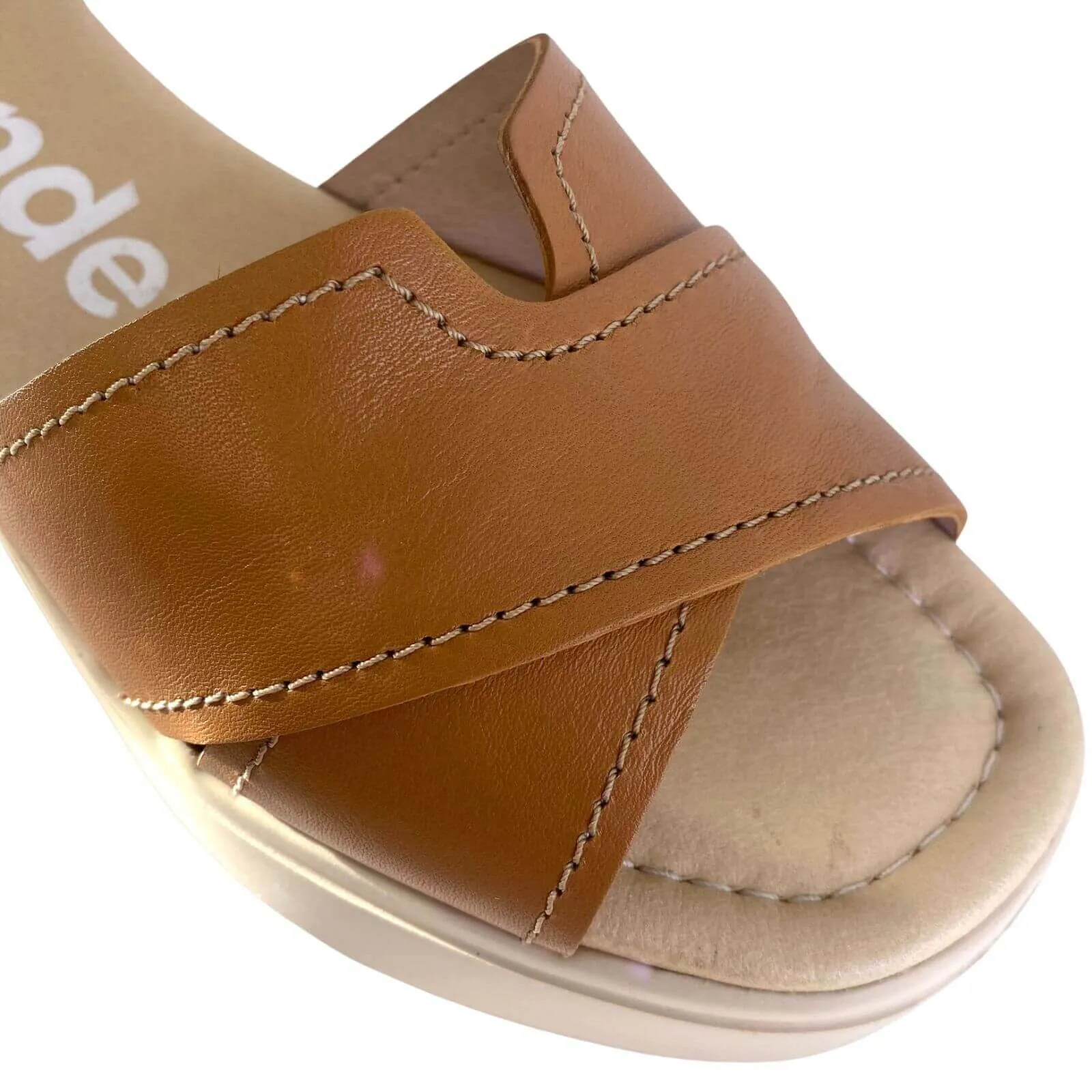 Wonders Tan Ankle Leather Strap Elevated Sole Sandals
